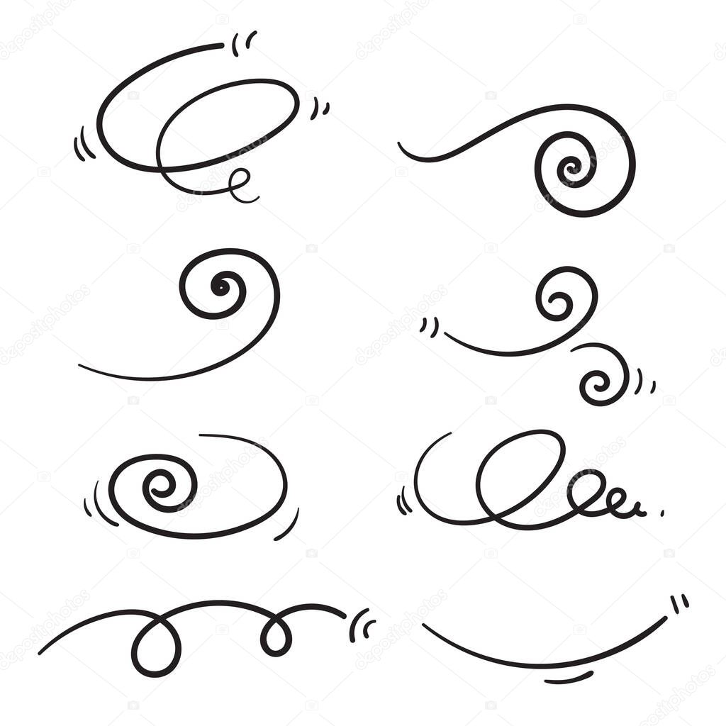 hand drawn doodle wind collection illustration cartoon manga style vector
