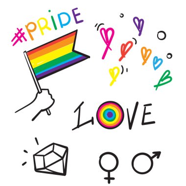 Gey ve lezbiyen vektör lgbt için el çizimi gurur sembolü