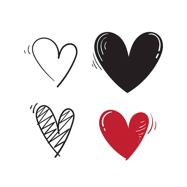 Colección Ilustraciones Corazón Dibujado Mano Conjunto Iconos Símbolo Amor Garabato — Vector de stock