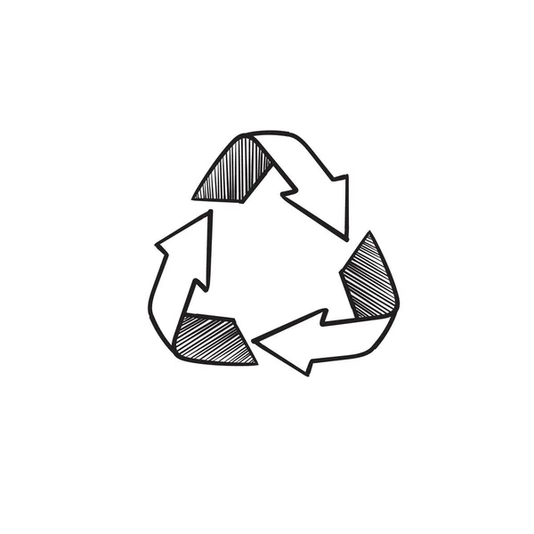 Ручное Рисование Каракулей Символ Вектора Иконок Recycle — стоковый вектор