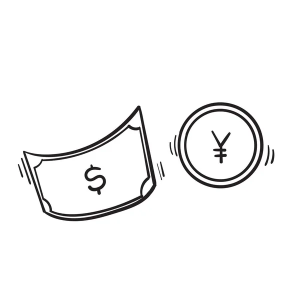 Набір Намальованих Рук Гроші Пов Язані Іконки Векторні Ізольовані Каракулі — стоковий вектор