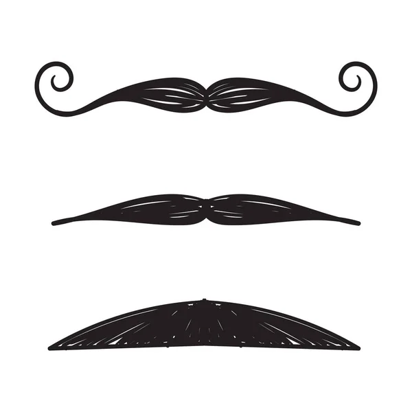 Dessin Main Moustache Icône Illustration Doodle Style Vecteur — Image vectorielle