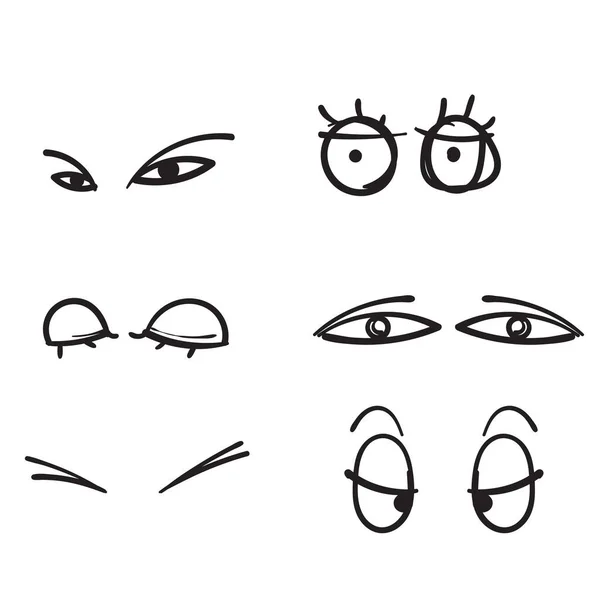 Mão Desenhada Vários Personagens Olhos Ilustração Vetor —  Vetores de Stock