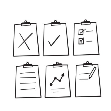 elle çizilmiş Pano Satırı Simgesi Koleksiyon karalama vektörü