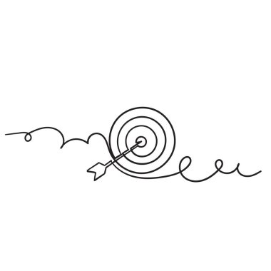 Elle çizilmiş karalama oku ve hedef resmetme vektörü