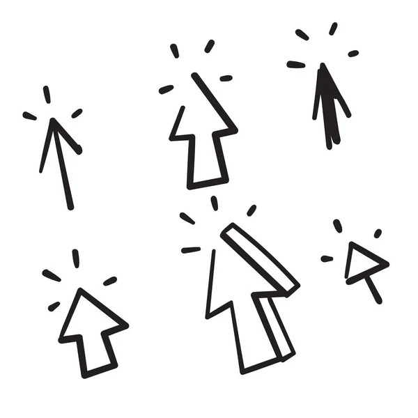 Mano Dibujado Doodle Clic Icono Ilustración Vector Aislado — Vector de stock