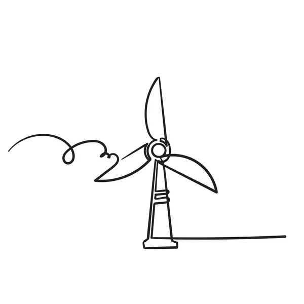 Hand Getrokken Windturbine Illustratie Pictogram Geïsoleerde Achtergrond Vector — Stockvector