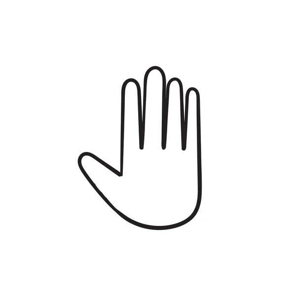 Hand Drawn Doodle Palm Hand Gesture Illustration Icon — Stock Vector