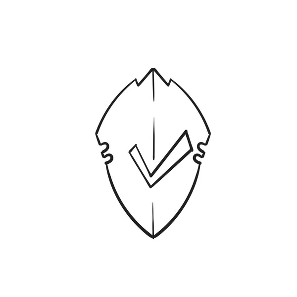 Bouclier Doodle Dessiné Main Symbole Liste Contrôle Pour Icône Protection — Image vectorielle