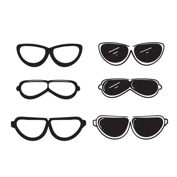 Handgezeichnete Doodle Brille Ikone Mit Linien Art Stil Cartoon — Stockvektor