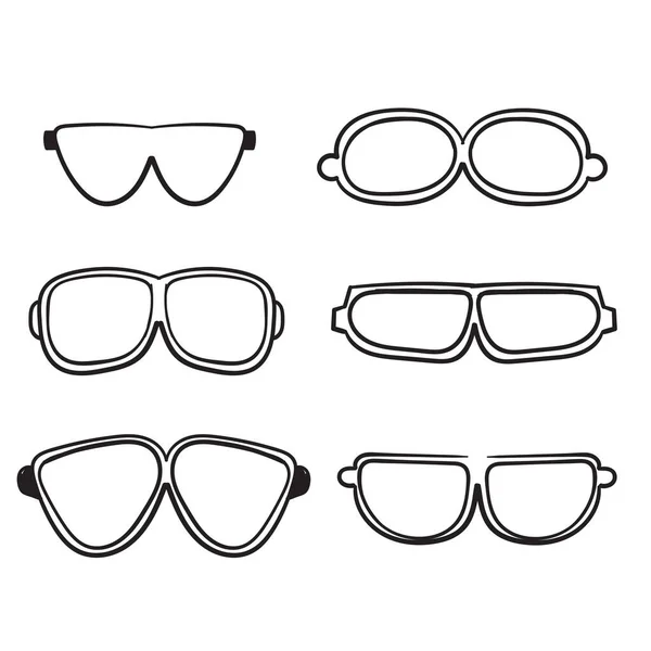 Ručně Kreslené Brýle Ikona Kresleným Stylem Čáry — Stockový vektor