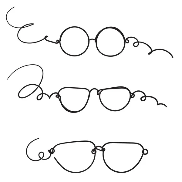 Icône Lunettes Doodle Dessinées Main Avec Dessin Animé Style Ligne — Image vectorielle