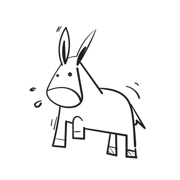 Personagem Desenho Animado Doodle Desenhado Mão Cavalo Vetor Burro —  Vetores de Stock