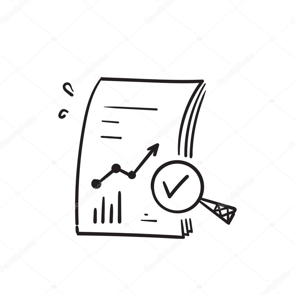 Hand drawn assessment result. concept of bill, invoice or description research and internal feedback. doodle vector