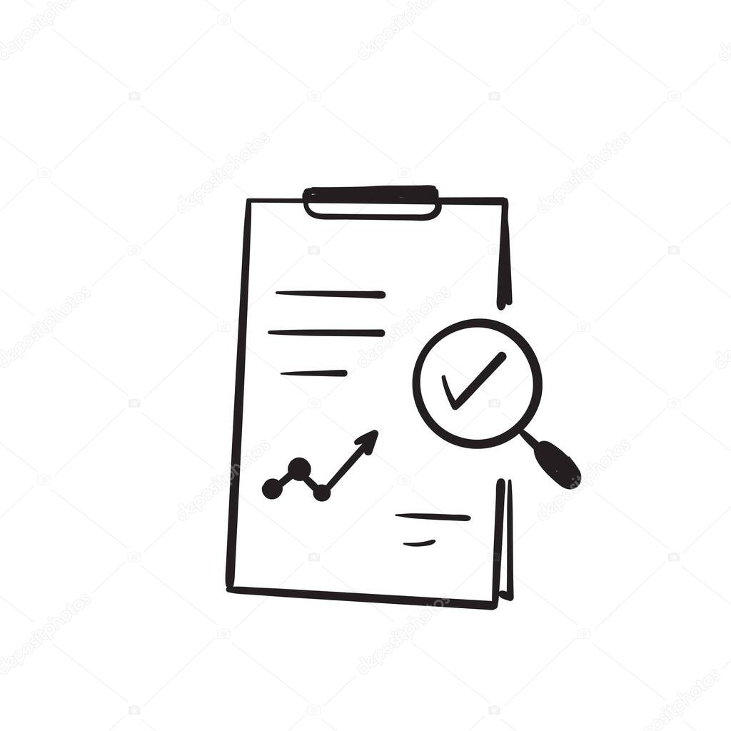 Hand drawn assessment result. concept of bill, invoice or description research and internal feedback. doodle vector