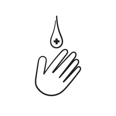 Dezenfekte Sıvı Simge illüstrasyonlu el çizimi