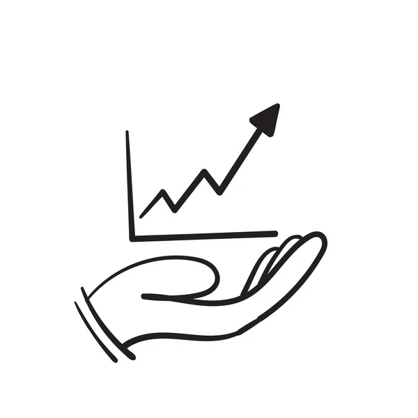 Ręcznie Rysowane Rosnący Wykres Ikona Dłoni Ilustracja Doodle — Wektor stockowy