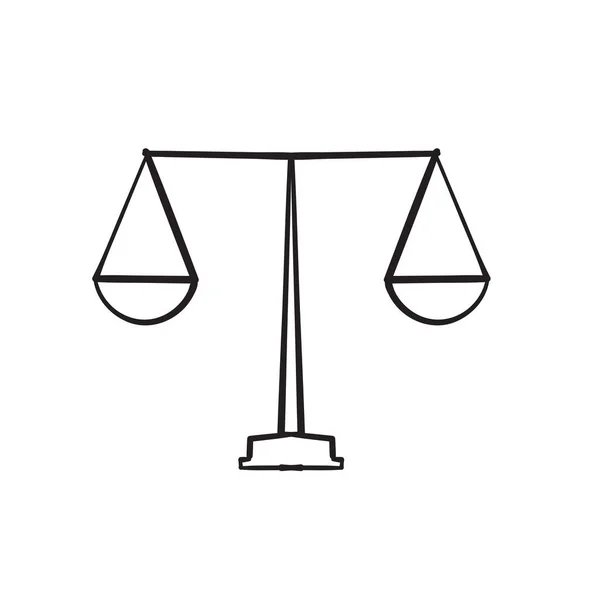 Ručně Kreslená Ikona Stupnice Spravedlnosti Znamení Měřítka Úsudku Právní Symbol — Stockový vektor