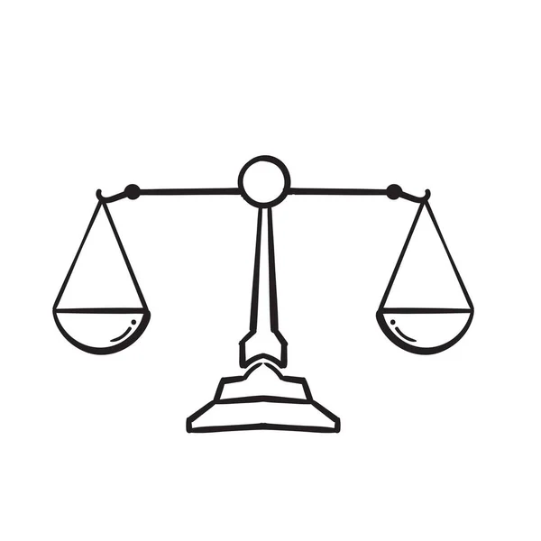 Elle çizilmiş Adalet Ölçeği çizgi simgesi. Yargı ölçeği işareti. Hukuk hukuku sembolü. karala