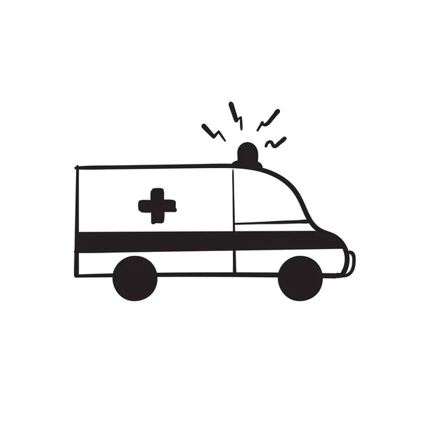 Mano Dibujado Doodle Ambulancia Ilustración Icono Vector Aislado — Archivo Imágenes Vectoriales