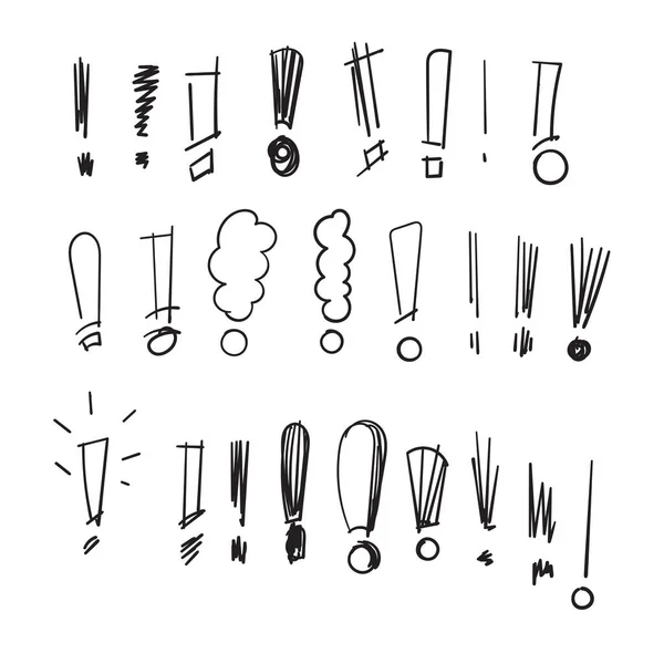 Dessin Main Doodle Exclamation Point Illustration Icône — Image vectorielle