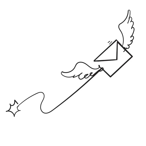 Mão Desenhada Enviar Mensagem Envelope Ícone Doodle Ilustração Vetor — Vetor de Stock