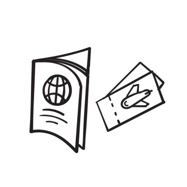 Hand drawn doodle passport ticket icon illustration vector isolated vector