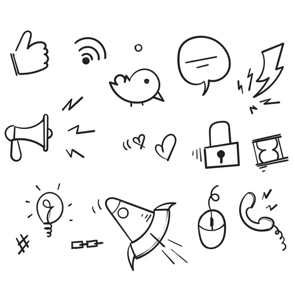 Håndtegnede Doodle Sociale Medier Ikon Illustration Vektorer Isoleret Baggrund – Stock-vektor