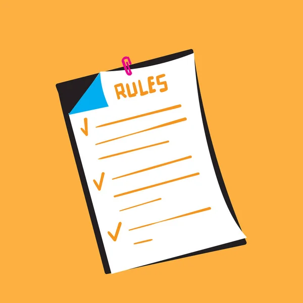 Disegno Mano Regole Vettoriale Illustrazione Regolamento Concetto Lista Controllo Scrittura — Vettoriale Stock