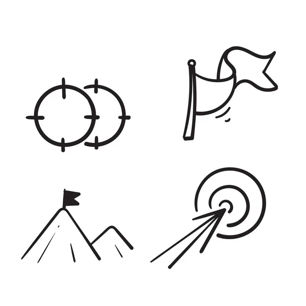 Hand Drawn Simple Set Target Goal Related Vector Line Icons — Stock Vector