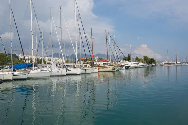 Grekland Aten Juni 2018 Marina Alimos Flygfoto Yachts Parkering Vid — Stockfoto