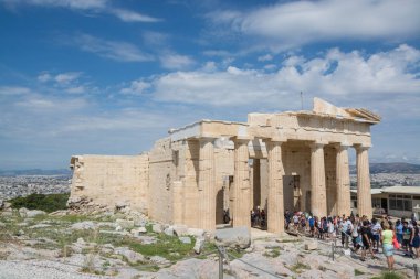 Yunanistan. Atina. Akropol: 25 Haziran 2018: turist Aropolis bölge.