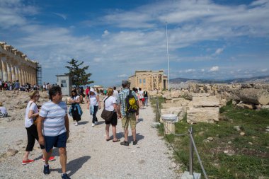 Yunanistan. Atina. Akropol: 25 Haziran 2018: turist Aropolis bölge.