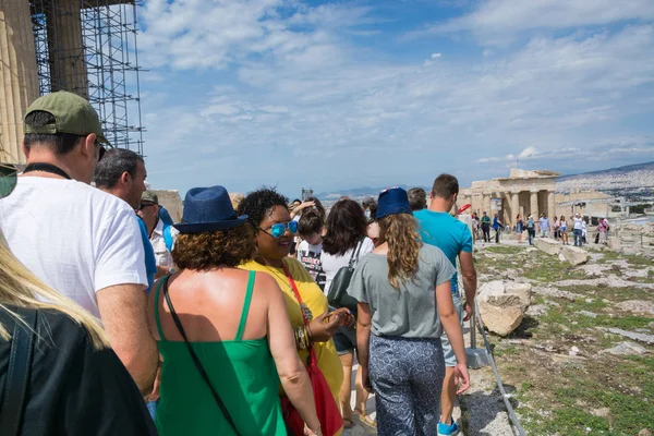 Ótimo Óptimo Atenas Acrópole Junho 2018 Turistas Território Arópolis — Fotografia de Stock