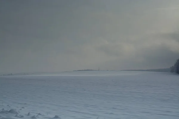 Kış Manzarası Bulutlu Gün Kış Düşüş Boğuk Renkler Siyah Beyaz — Stok fotoğraf