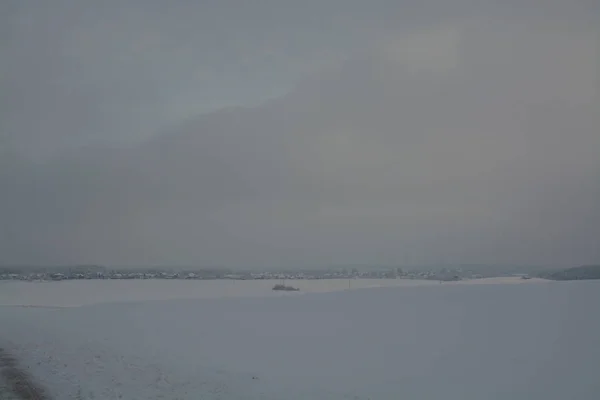 Vinterlandskapet Molnig Dag Vinter Nedgång Dova Färger Monokroma Landskap Winter — Stockfoto