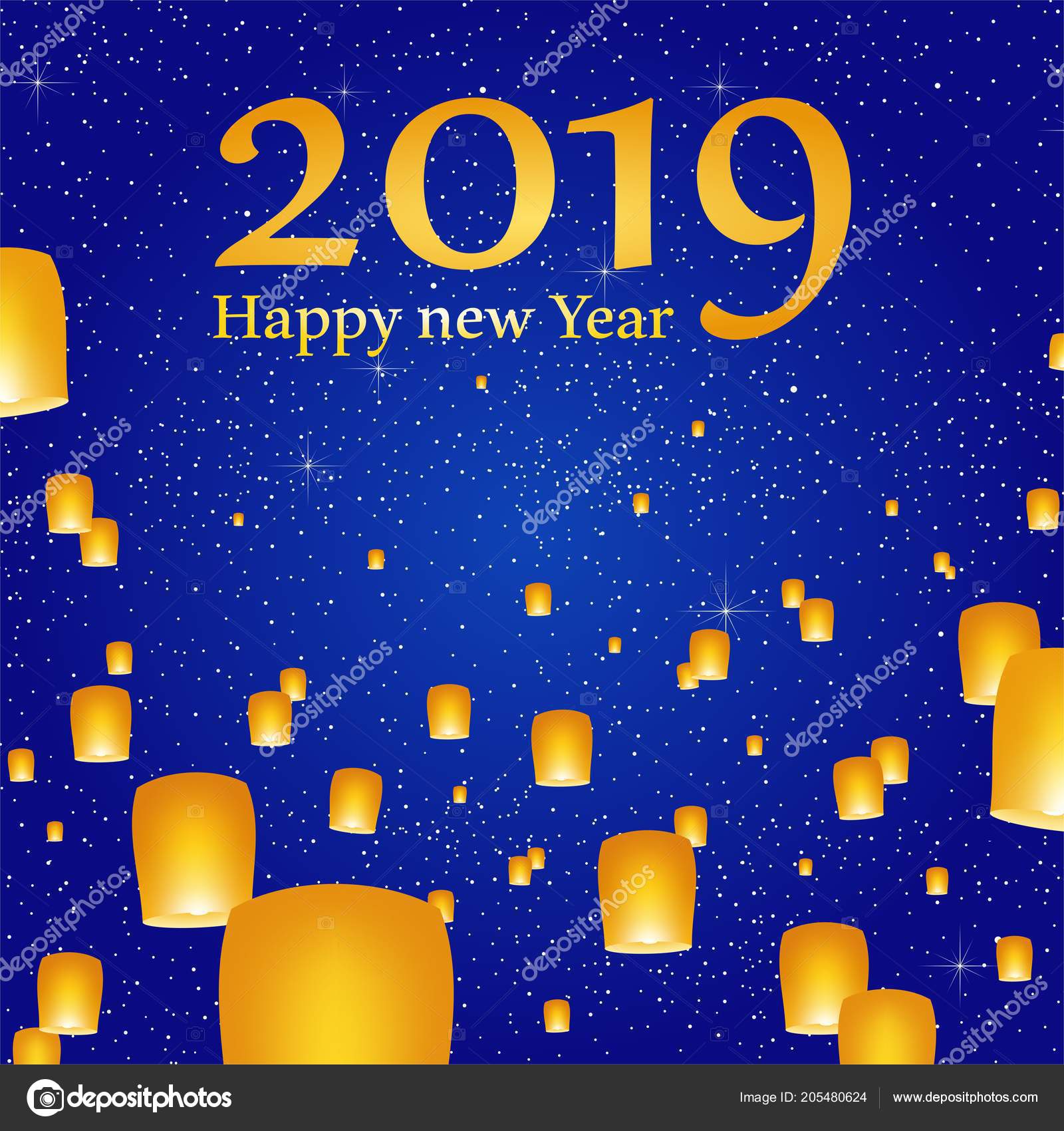 Salutations Nouvel Pour Année 2019 Avec Ciel Bleu Lumineux