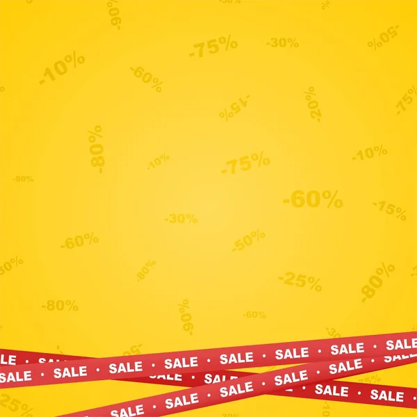 Red Ribbons Yellow Lettering Sale Stripes Indicating Sales Place Yellow — Stock Vector