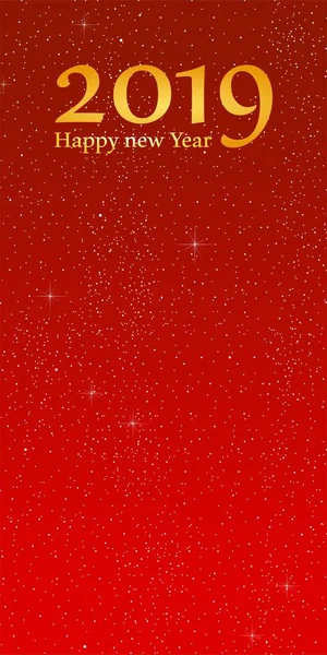 New Year Greetings Year 2019 Bright Red Background Glowing Stars — Stock Photo, Image