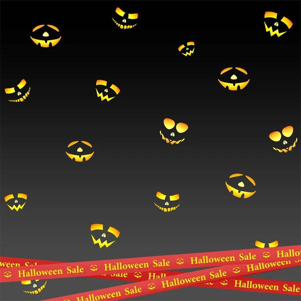 Rode Linten Neer Met Geel Belettering Halloween Pompoen Verkoop Strepen — Stockvector