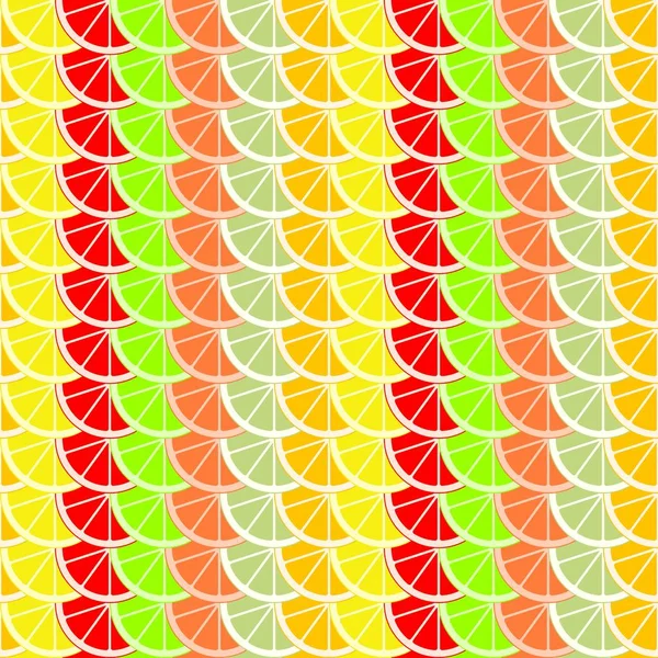 Färgstarka Bakgrund Skivor Och Skivor Citrusfrukter Apelsin Lime Grapefrukt Tangerin — Stock vektor