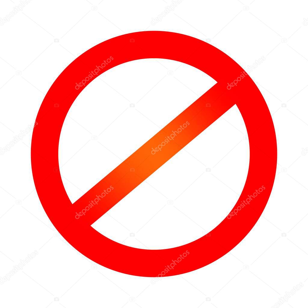 Red prohibition symbol. Negative sign. No sign icon isolated on white background.