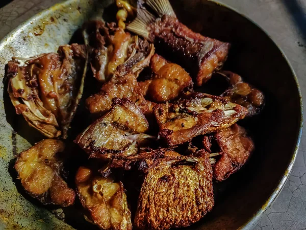 Ini Adalah Gaya Khas India Ikan Goreng Sebuah Restoran Pedesaan — Stok Foto