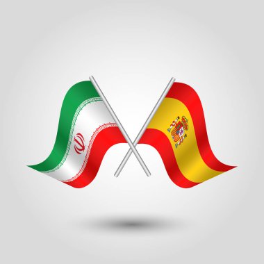 vektör iki İran ve İspanyol bayrakları gümüş stickler - iran ve İspanya sembolü geçti.