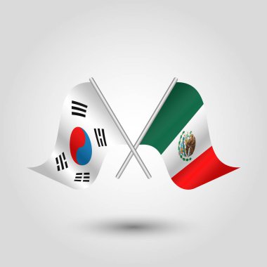 vektör iki Kore ve Meksika bayrakları gümüş stickler - Güney Kore ve mexic sembolü geçti.