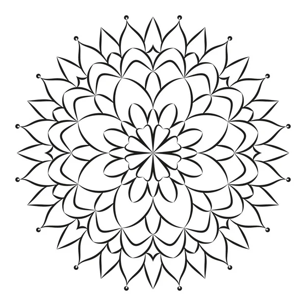 Vettore Bianco Nero Circolare Rotondo Mandala Floreale Con Fiore Semplice — Vettoriale Stock