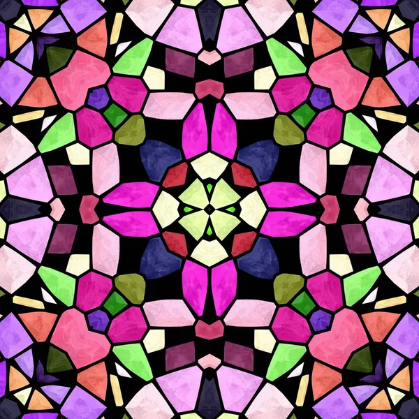 Mosaic Kaleidoscope Seamless Pattern Texture Background Multi Colored Black Grou — Stock Photo, Image