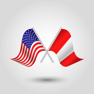 iki çapraz Amerikan ve Perulu bayrak gümüş stickler - Amerika Birleşik Devletleri ve peru sembolü üzerinde vektör