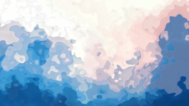 Абстрактний Анімований Вітражний Фон Безшовний Цикл Відео Акварельний Ефект Синьо — стокове відео