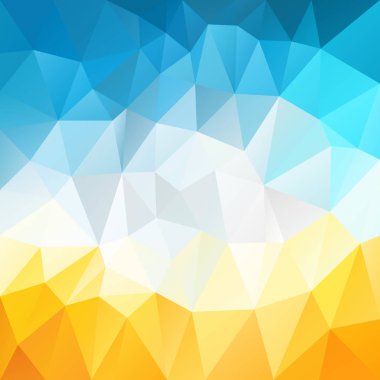 vector abstract irregular polygonal square background - triangle low poly pattern - yellow white blue color - summer sky above hot sand beach  clipart